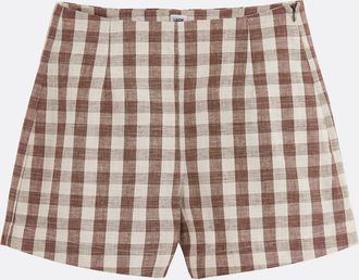 La Redoute Collections Short van katoen en linnen met ruitjesmotief