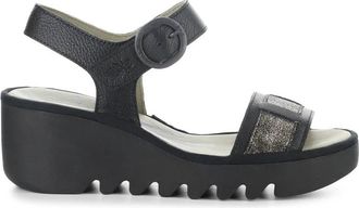 FLY London Womens Beik Sandal In Black/graphite