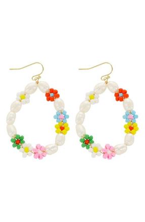 Panacea Flower & Cultured Pearl Drop Earrings in Ivory Multi at Nordstrom