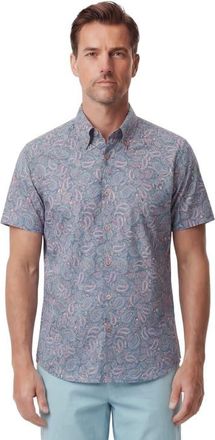Lords of Harlech Paisley Pile Mens Printed Button Up Shirt in Paisley Pile Coral at Nordstrom, Size Xx-Large