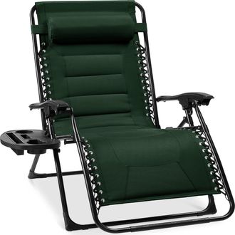 Best Choice Products Oversized Padded Zero Gravity Chair, Folding Outdoor Patio Recliner w/ Side Tray