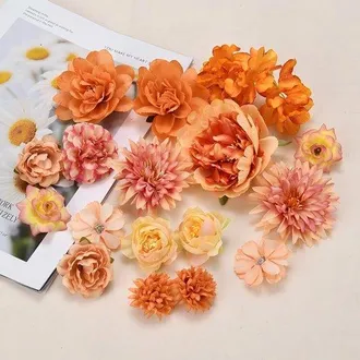 OEM Un Conjunto De Flores Artificiales, Cabezas De Flores De Seda Naranja Para Proyectos De Manualidades, Y Accesorios, Naranja