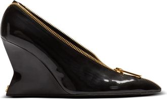 Balmain Zip Wedge pumps in lakleer - Dames - Pumps - Zwart - 37 1/2 EU - Leer - Schoenen