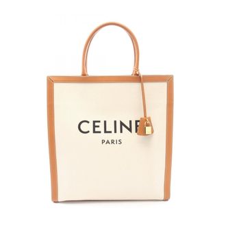 Celine Brown Ivory Canvas Leather Handbag Tote Bag (Pre-Owned)