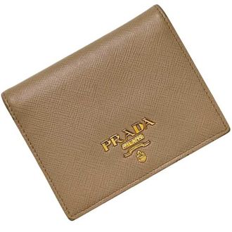 Prada Saffiano Beige Leather Wallet (Bi-Fold) (Pre-Owned)