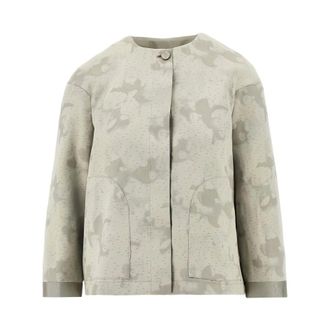 Emporio Armani Light Jackets, female, Gray, Size: 2XS Camou Flower ASV Jacquard Jacket
