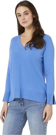 Elena Miro Maglia Scollo V - Dames - V-hals truien - Blauw - L - Truien & Vesten