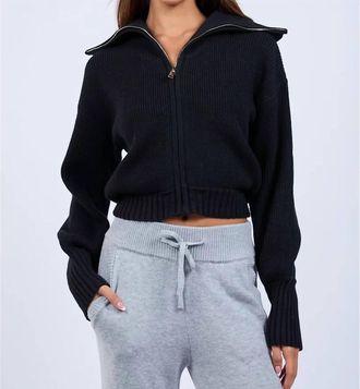 Blue Blush Sienna Crop Knit Sweater In Black