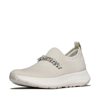 FitFlop Womens Pearls & Crystals Knit Slip-On Sneakers In Paris Beige