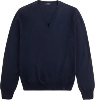 Fay V-hals Truien - Heren - V-hals truien - Blauw - S - Wol - Truien & Vesten