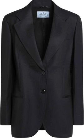 Prada Blauwe Monopetto Jas - Dames - Blazers - Blauw - M - Jassen