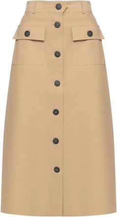 Liu Jo Longuette Rok - Dames - Midirokken - Beige - L - Katoen - Rokken
