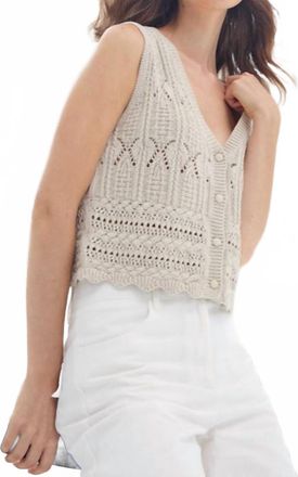 Autumn Cashmere Mixed Stitch Button Front Vest In Hemp