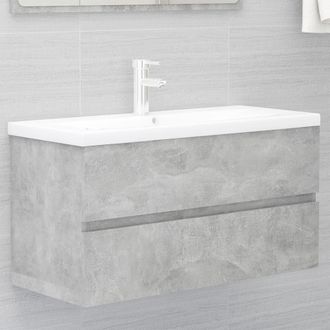 Berkfield Home Sink Cabinet with Built-in Basin Concrete Grey Engineered Wood