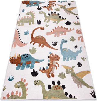 RugsX Alfombra Fun Dino Para Ni&ntilde;os Dinosaurios Crema Multicolour 200x290 Cm