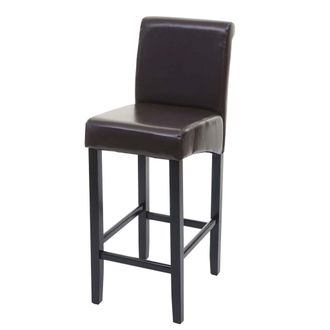Hhg Nunca Usado] Taburete De Bar Hhg 525, Taburete De Bar Taburete De Mostrador, Madera Certificada Mvg, Marr&oacute;n, Patas Oscuras, Cuero