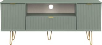 Welcome Furniture Breda Ready Assembled 2 Door 1 Drawer Wide TV Unit In Reed Green - Welcome Furniture | TJ Hughes