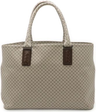 Bottega Veneta Dark Brown Coated Canvas Pvc Leather Shoulder Bag Tote Bag (Pre-Owned)