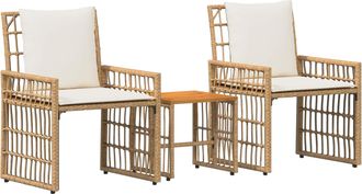 vidaXL Juego De Muebles De Exterior 3 Uds. 2 Plaza Natural Y Crema Vidaxl