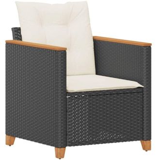 vidaXL Poltrona da Giardino con Cuscini in Polyrattan Nero vidaXL