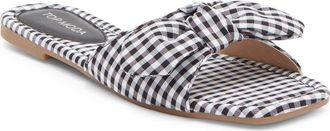 Top Moda Penny Gingham Bow Slide Sandal in Black at Nordstrom Rack, Size 6.5