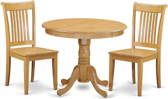 East West Furniture Dining Room Set Oak, ANPO3-OAK-W