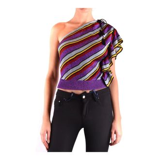 Philosophy di Lorenzo Serafini Tops, Dames, Paars, S, Katoen, Mouwloze T-shirt