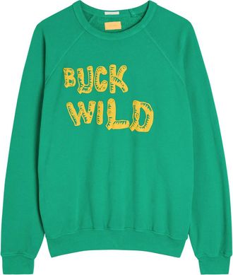 Mother The Biggie Concert Printed Cotton Sweatshirt - Green - S (UK8-10 / S)