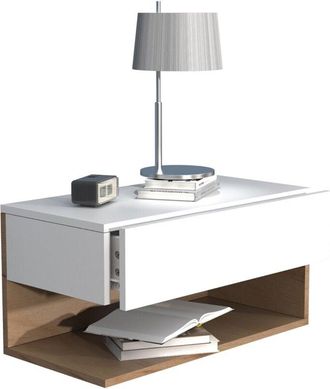 ebuy24 Vcm comodino cassetto da parete tavolino comodino dimensioni ca. a. 30 x l. 60 x p. 32 cm - Usal xl 60 cm (Bianco / Rovere al Miele)