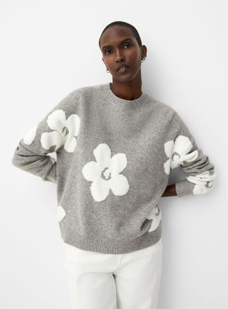 Contemporaine Womens Floral brushed jacquard sweater