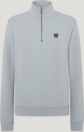 Belstaff Quarter Zip Sweatshirt Mens Cotton Fleece Quarry Blue Size XS