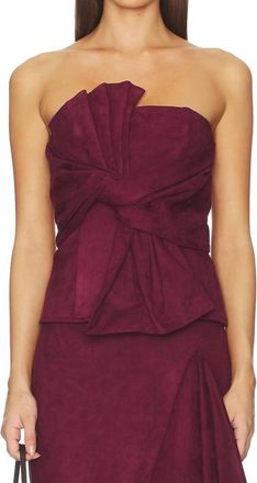 Line & Dot Valen Back Zip Top In Maroon