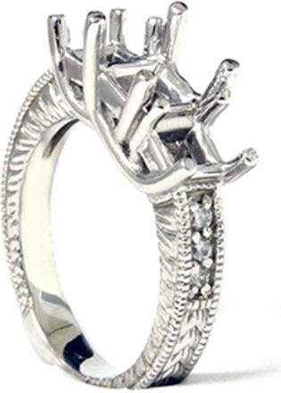 Pompeii3 1/5ct Diamond Princess Cut Hand Engraved Mounting 14K