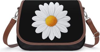 Generic White Daisy Flower Small Womens Crossbody Bags Shoulder Handbag with Adjustable Strap for Travel