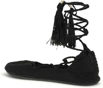 Alanui Womens Ballerinas The Sound Of Sea Black Recycled Polyester Sandal
