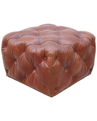 Pasargad Home Paris Club Ottoman Genuine Top Grain Leather