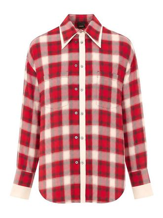 Mulberry red clivia shirt with frontal buttons closure