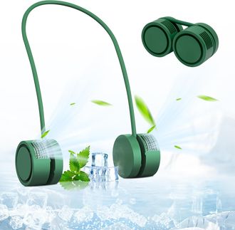 OEM Ventilador Port&aacute;til De Cuello, Manos Libres, Sin Aspas, Recargable Por Usb, 3 Velocidades Ajustables, Viento Potente, Apto Para Hombres Y Mujeres, Par