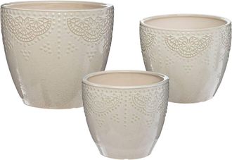 Atmosphera Atmosphera - Juego De 3 Tarros - Bijoux - Cer&aacute;mica - Blanco Cr&eacute;ateur DInt&eacute;rieur