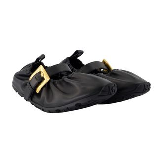 Balmain Womens Racer 45 Ballet Flat Black Lambskin
