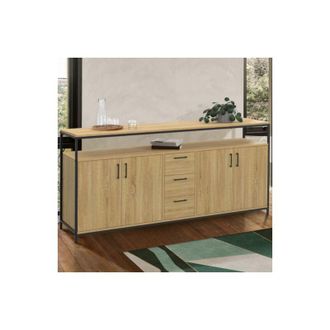 IDMarket 180 cm detroit xxl Aparador de 4 puertas con cajones de diseño industrial