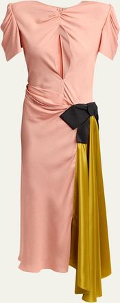 Valentino Garavani Gathered Colorblock Midi Dress