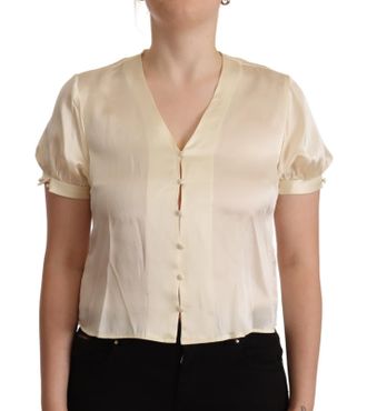 L'autre Chose Blouse Silk Short Sleeves V-neck Womens Top (Pre-Owned)