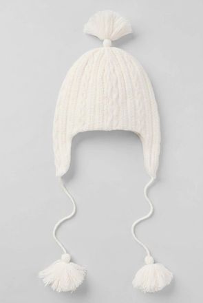 Alo | Cable Knit Winter Bliss Earflap Beanie Hat in Ivory