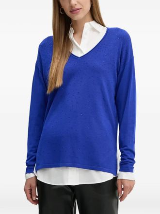 Joseph Ribkoff embellished V-neck knitwear - women - Fabric - M - Blue