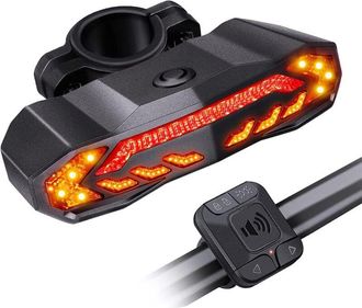 OEM Feu Arriere Velo - 110 Db Alarme Antivol - Clignotants Sans Fil - Etanche Ip54 - 6 Modes Eclairage Led - Telecommande Usb-c Rechargeable - 1 Piece