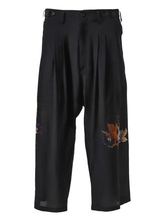 Yohji Yamamoto silk wide-leg trousers - Black