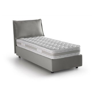 Talamo Italia Cama Individual Dmarcon, Cama Contenedor Con Revestimiento De Tela, 100% Made In Italy, Apertura Frontal, Con Colch&oacute;n 80x200 Cm Incluido, Gris - Dmora