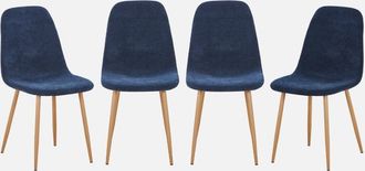 Sweeek Silla De Madera Y Tela Con Patas Color Natural, Set De 4