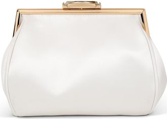 Badgley Mischka Sky Framed Clutch with Crystal Clasp in White at Nordstrom, Size Small
